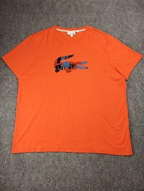 Lacoste Sport T Shirt 3XL Textured Big Crocodile Logo Tee Short Sleeve Orange